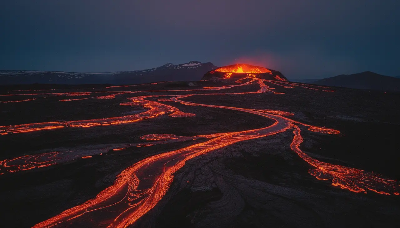 4elements — rivers of lava cutting through volcanic dark
